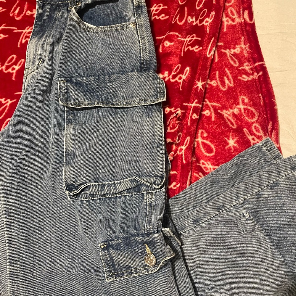 Blue Denim Cargo Pants
